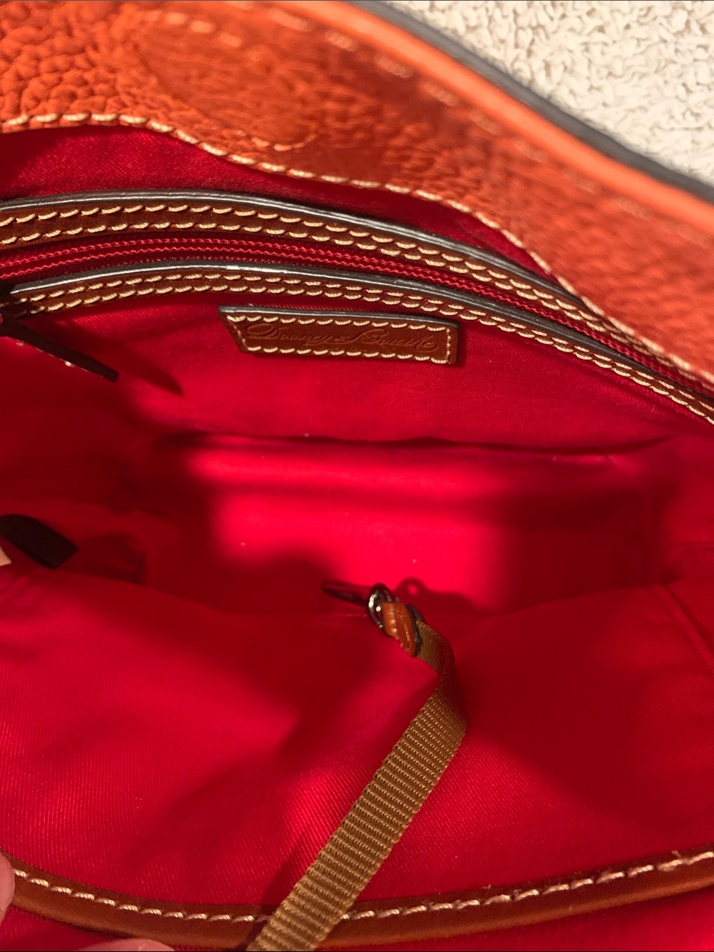 Dooney & Bourke Bright Coral Pebbled Leather Bucket Shoulder Bag - Picture 8 of 10